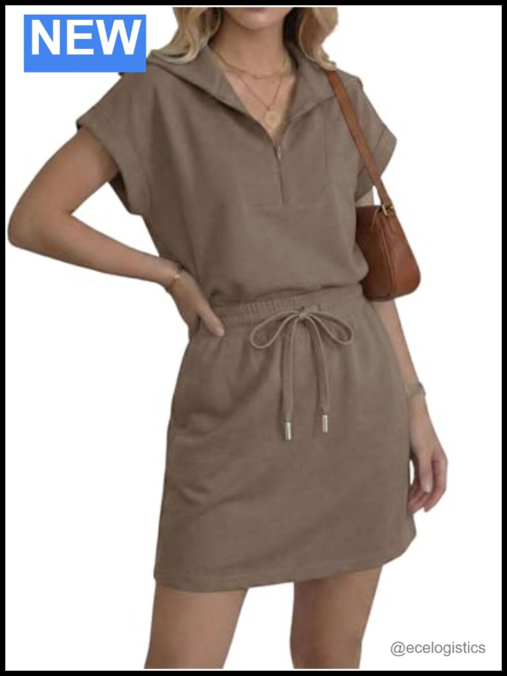 Two Piece Sweatsuit Set Half Zip V Neck Short Sleeve Drawstring Loungewear